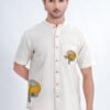 yellow moon lotus linen cotton shirt