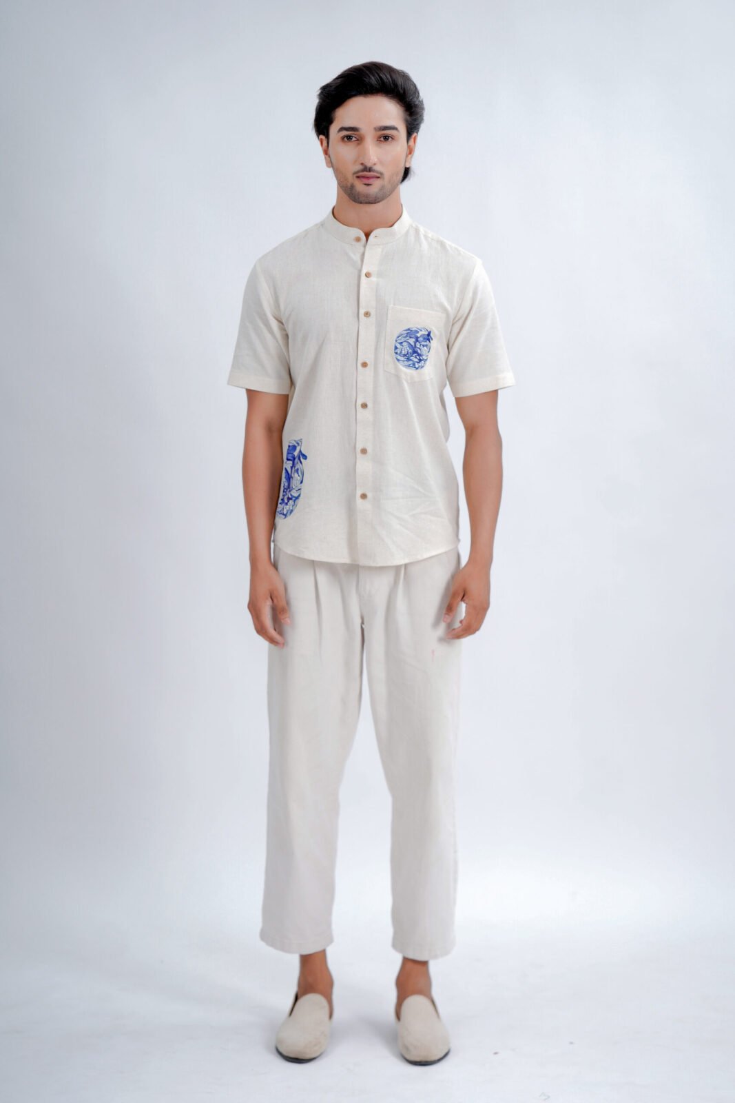 LINEN COTTON SHIRT WITH PRINT