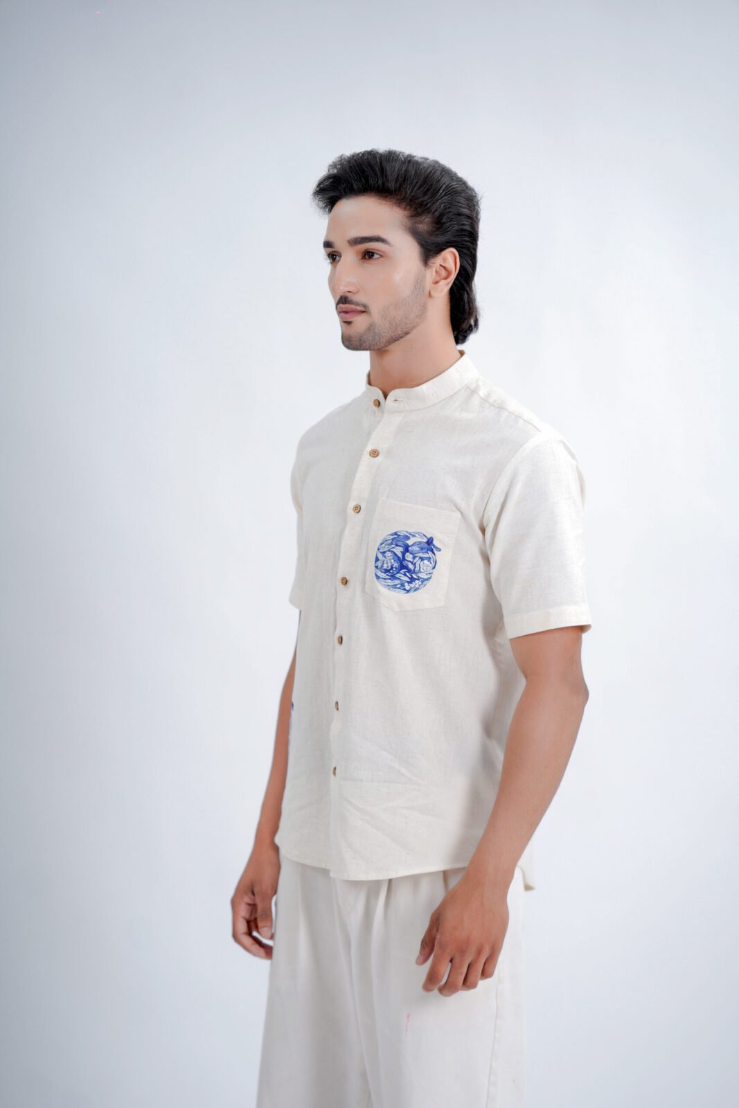 LINEN COTTON SHIRT WITH PRINT