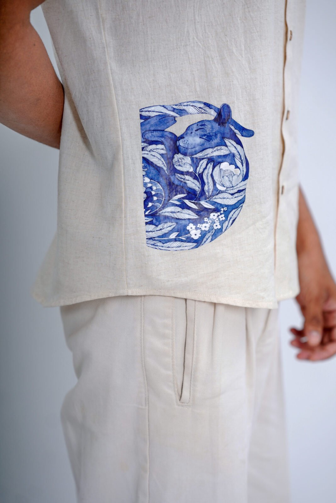 LINEN COTTON SHIRT WITH PRINT