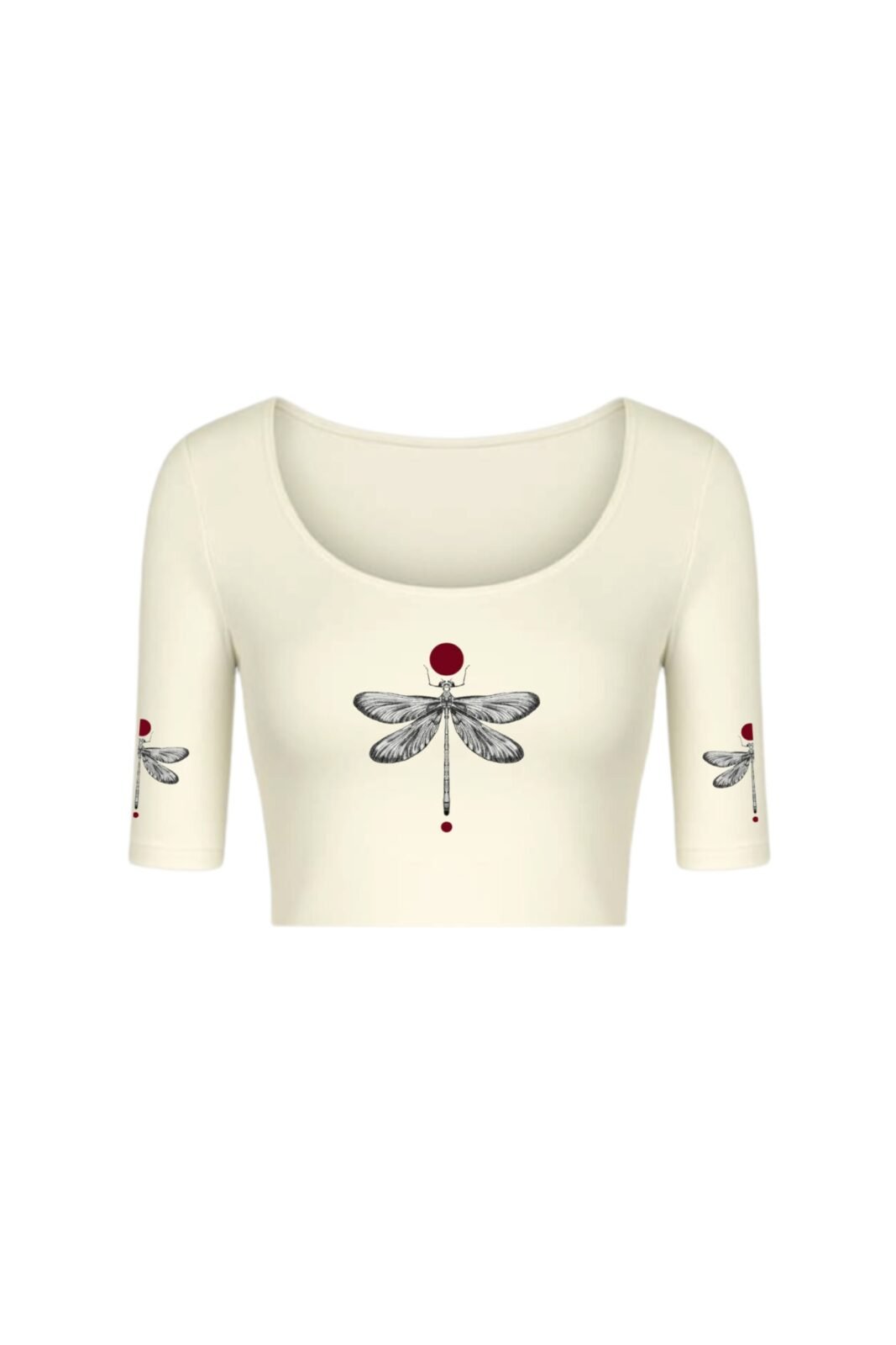 KNITTED COMFY STRETCHABLE BLOUSE WITH DRAGONFLY MOTIF