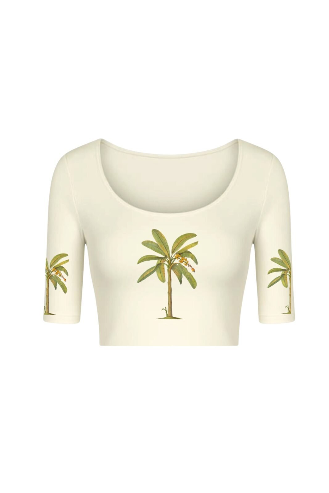 KNITTED COMFY STRETCHABLE BLOUSE WITH BANANA PALM MOTIF
