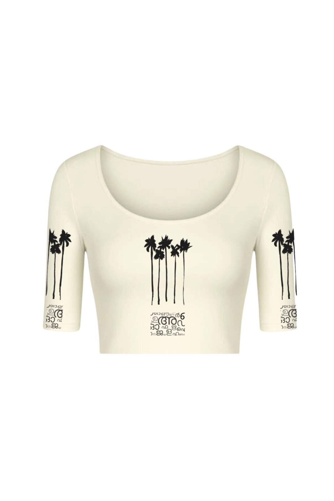 KNITTED COMFY STRETCHABLE BLOUSE WITH COCONUT PALM MOTIF