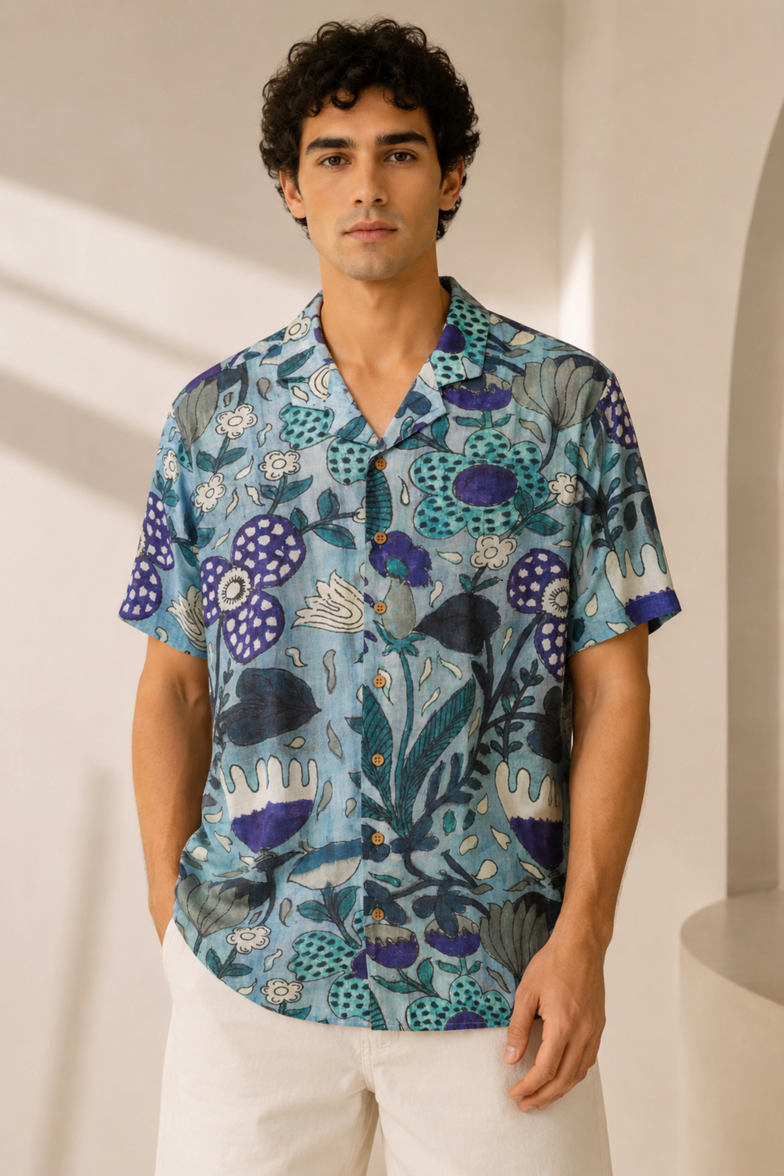 MUSLIN SILK FLORAL SHIRT