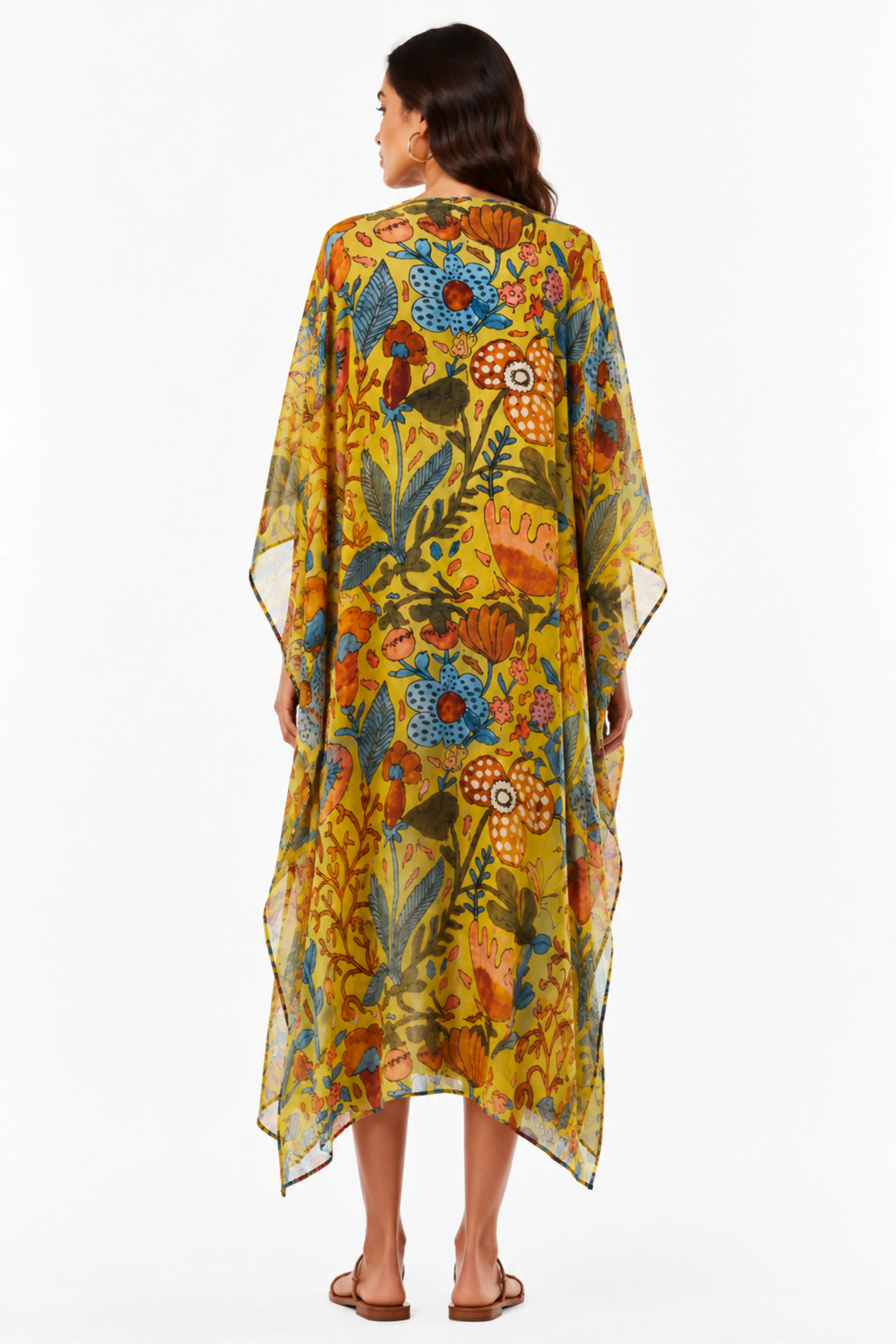 FLORAL MUSLIN SILK KAFTAN FLORAL MUSLIN SILK KAFTAN