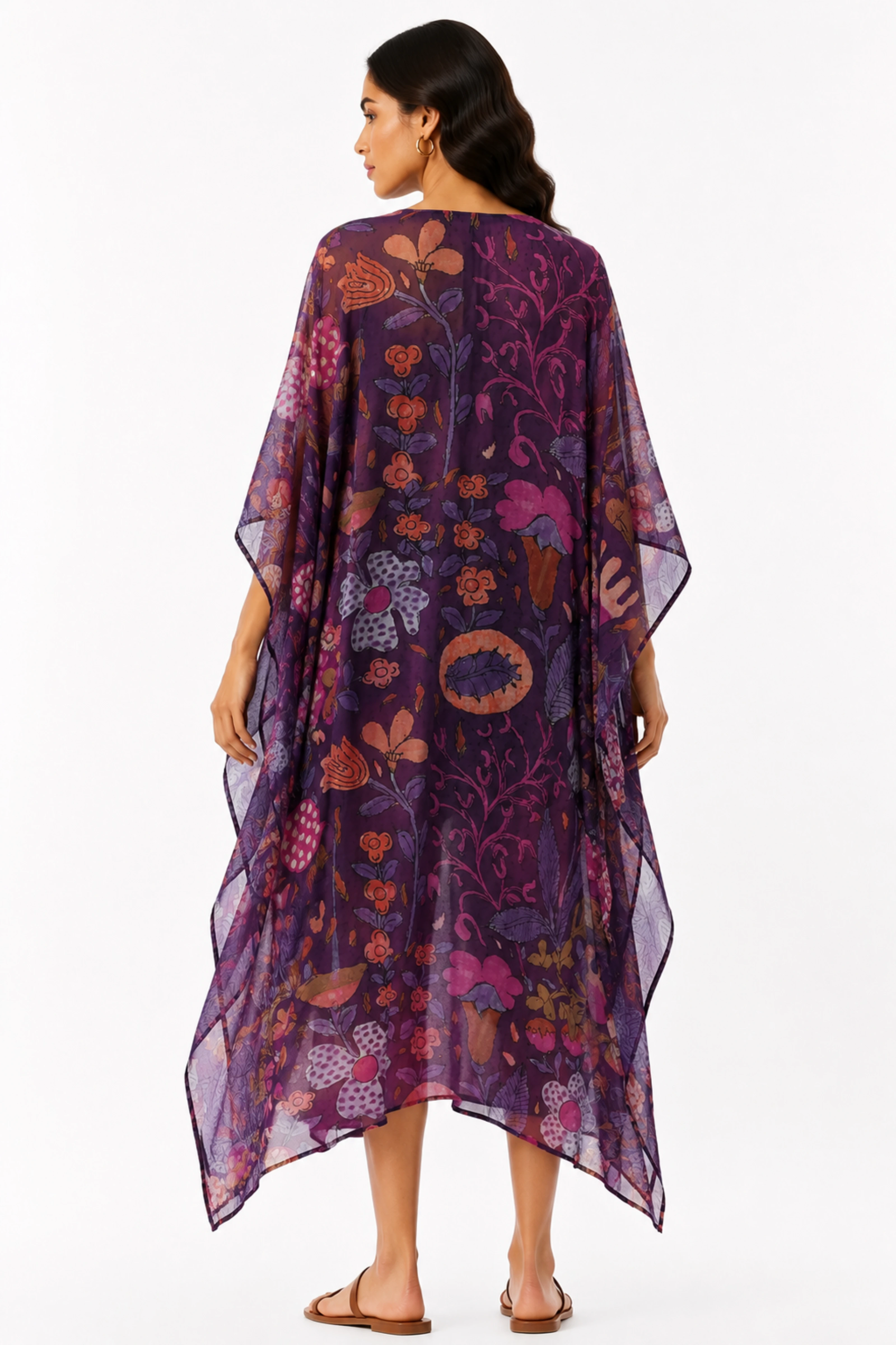 FLORAL MUSLIN SILK KAFTAN FLORAL MUSLIN SILK KAFTAN