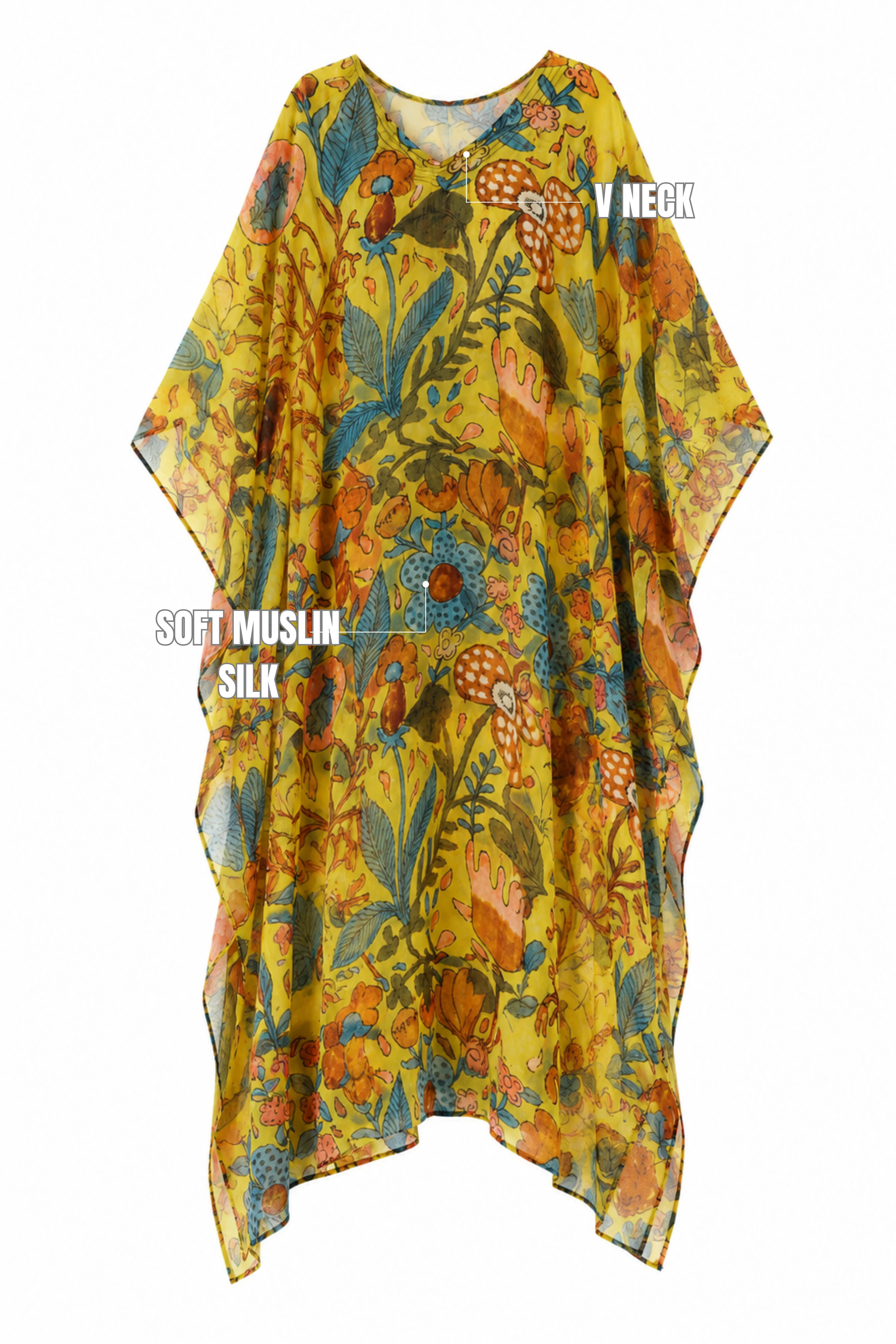 FLORAL MUSLIN SILK KAFTAN FLORAL MUSLIN SILK KAFTAN