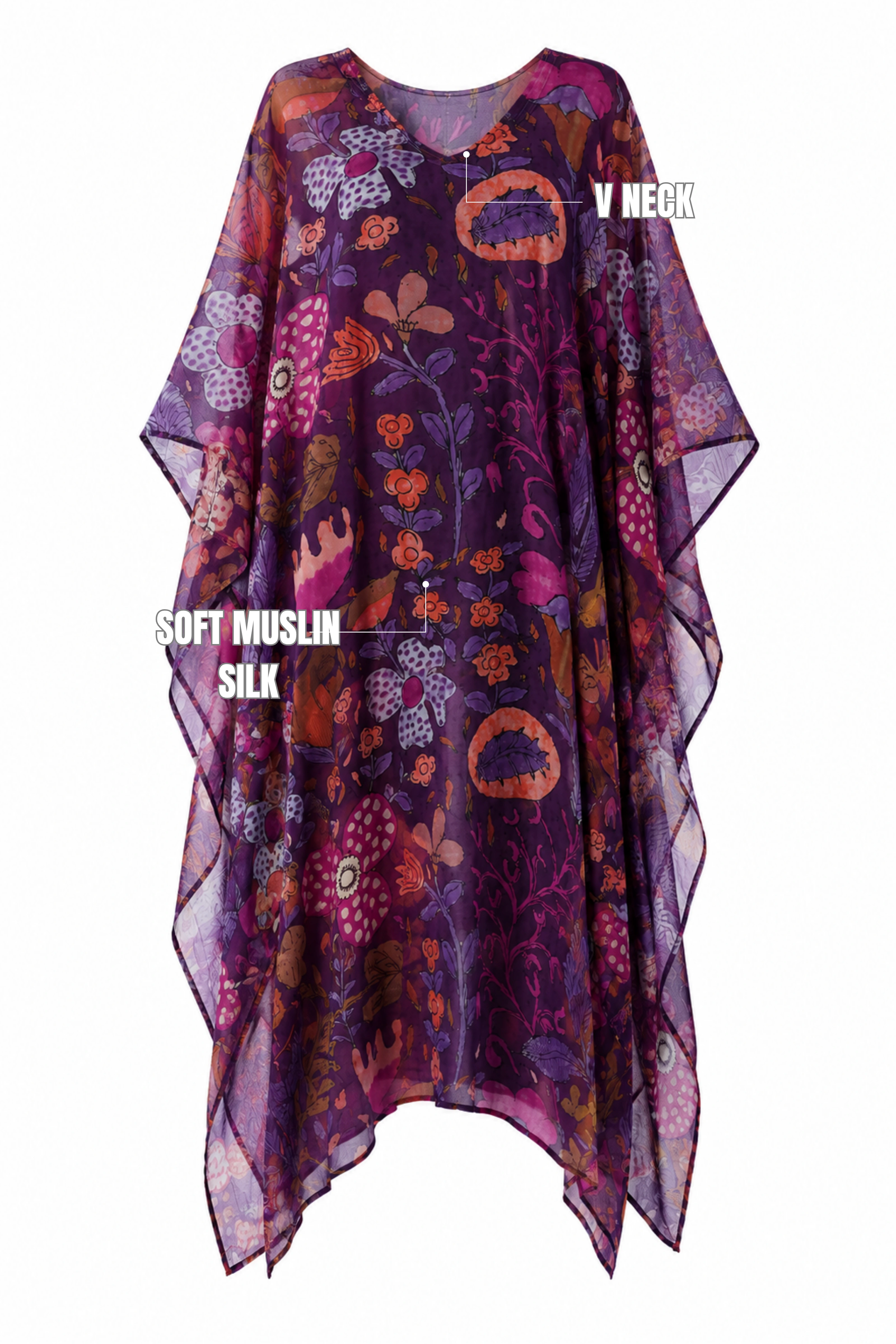 FLORAL MUSLIN SILK KAFTAN FLORAL MUSLIN SILK KAFTAN