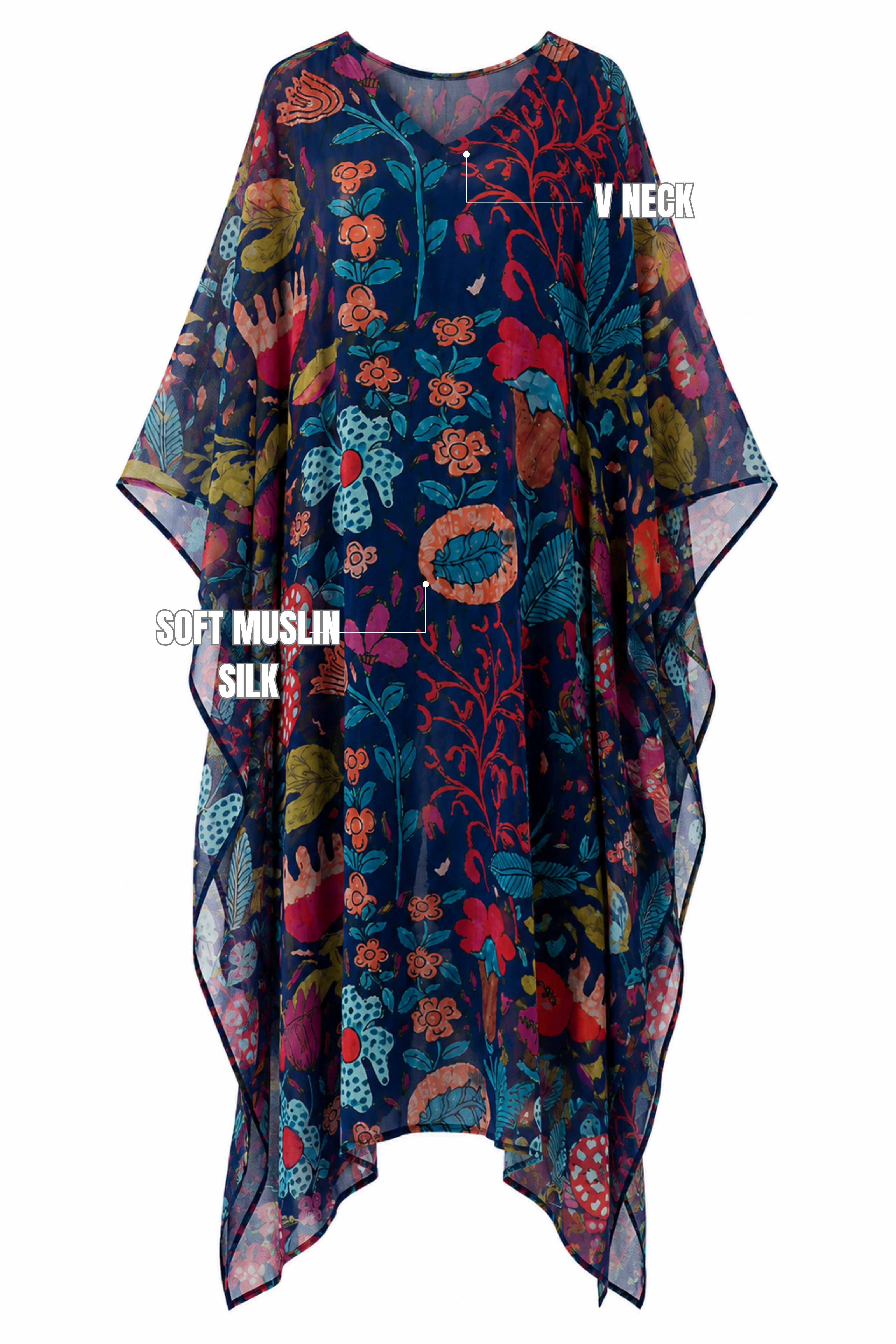 MUSLIN SILK FLORAL KAFTAN MUSLIN SILK FLORAL KAFTAN