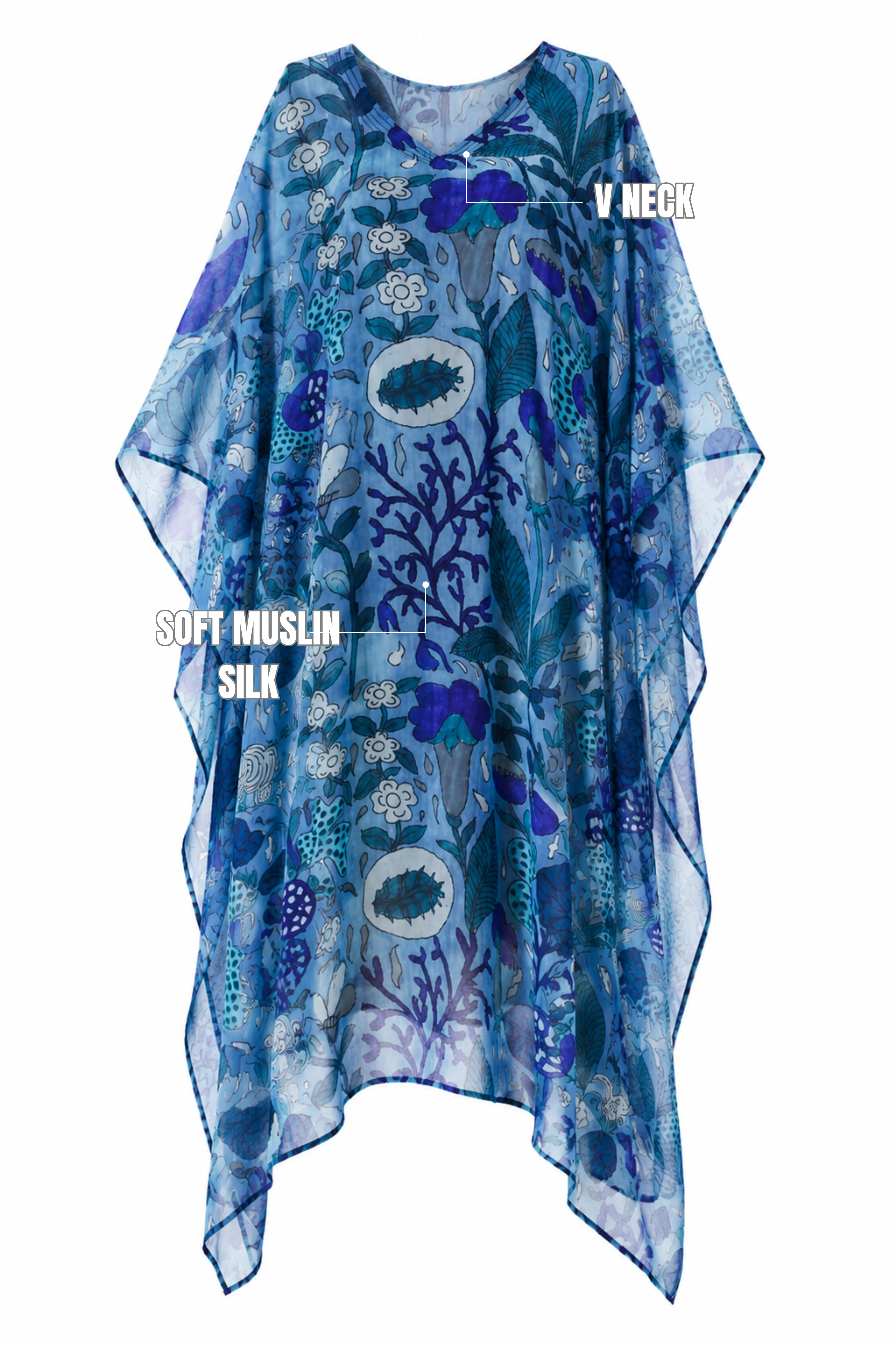 MUSLIN SILK FLORAL KAFTAN MUSLIN SILK FLORAL KAFTAN